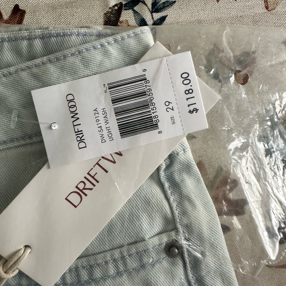 DRIFTWOOD Sky Blue Embroidered Jean Shorts - Picture 3 of 5